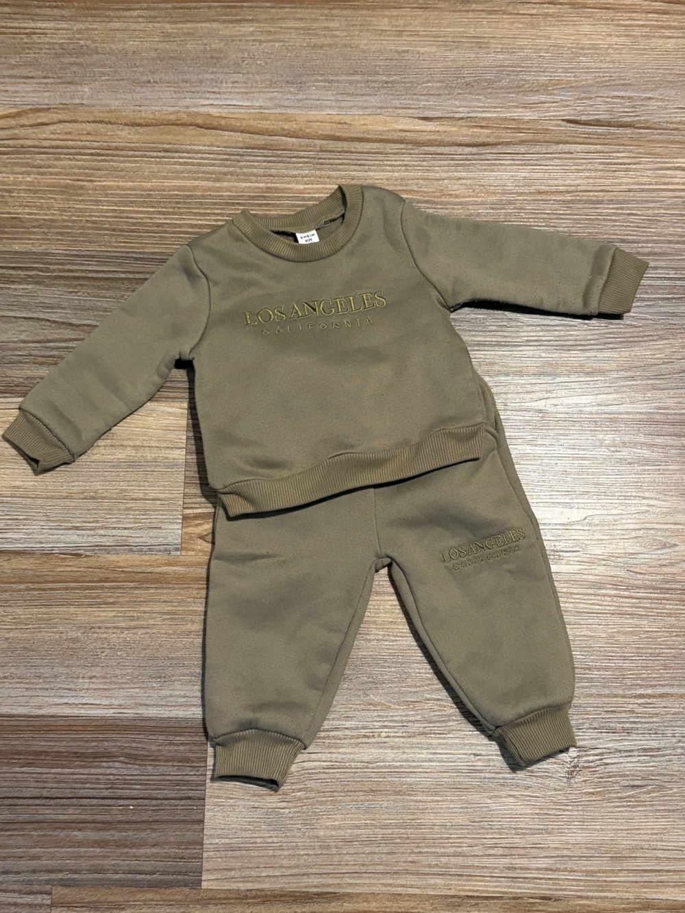 SHEIN Olive Green Kids Sweatshirt & Joggers Set
